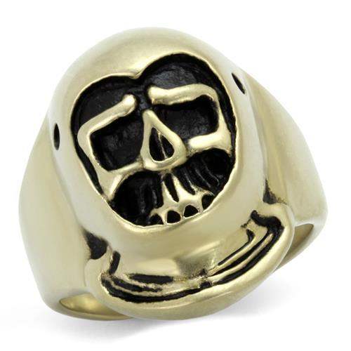 TK2447 - IP Antique Copper Stainless Steel Ring with Epoxy in Jet - Alamode - Flyclothing LLC