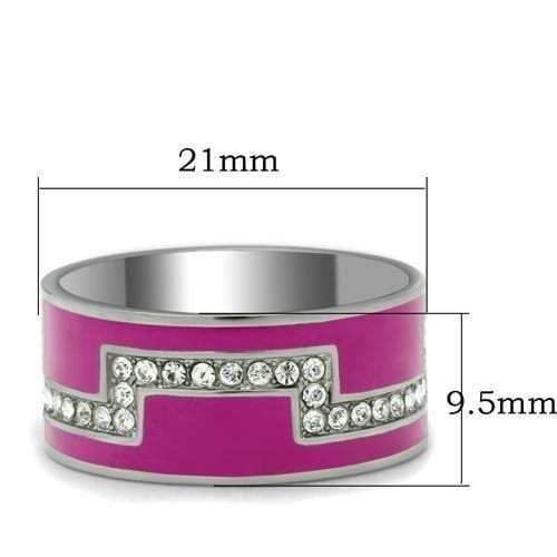 TK244 - High polished (no plating) Stainless Steel Ring with Top Grade Crystal in Clear - Alamode - Flyclothing LLC