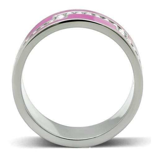 TK244 - High polished (no plating) Stainless Steel Ring with Top Grade Crystal in Clear - Alamode - Flyclothing LLC