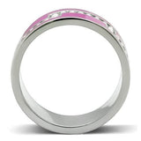 TK244 - High polished (no plating) Stainless Steel Ring with Top Grade Crystal  in Clear - Alamode