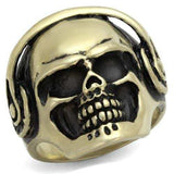 TK2451 - IP Antique Copper Stainless Steel Ring with Epoxy in Jet - Alamode - Flyclothing LLC