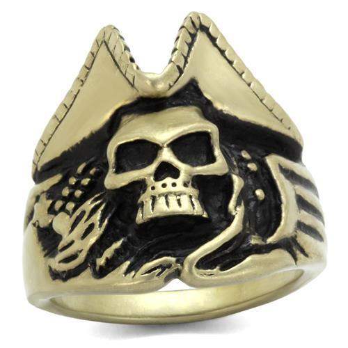 TK2453 - IP Antique Copper Stainless Steel Ring with Epoxy in Jet - Alamode - Flyclothing LLC