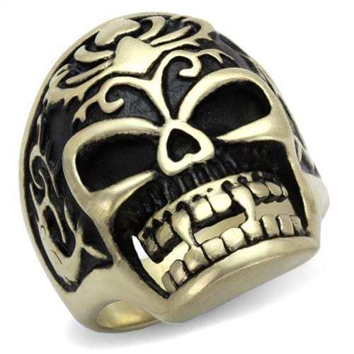 TK2454 - IP Antique Copper Stainless Steel Ring with Epoxy in Jet - Alamode - Flyclothing LLC