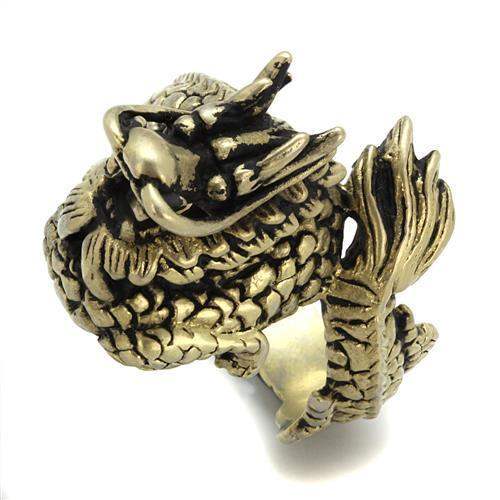 TK2458 - IP Antique Copper Stainless Steel Ring with Epoxy in Jet - Alamode - Flyclothing LLC