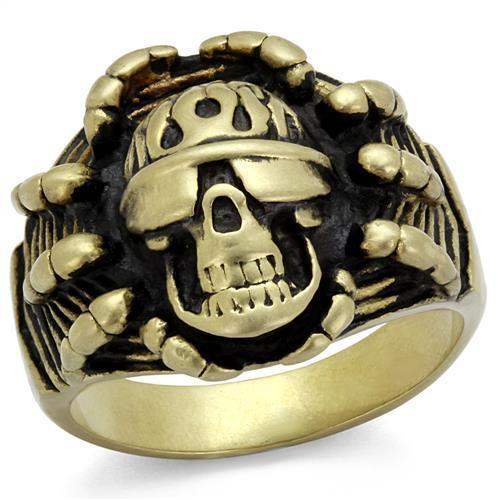TK2461 - IP Antique Copper Stainless Steel Ring with Epoxy in Jet - Alamode - Flyclothing LLC