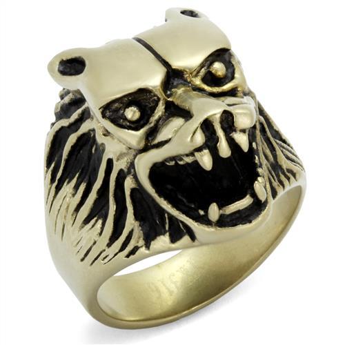 TK2462 - IP Antique Copper Stainless Steel Ring with Epoxy  in Jet - Alamode