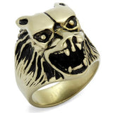 TK2462 - IP Antique Copper Stainless Steel Ring with Epoxy  in Jet - Alamode