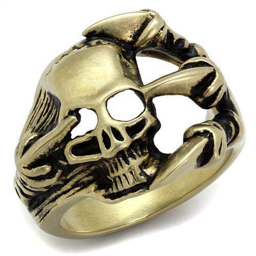 TK2464 - IP Antique Copper Stainless Steel Ring with Epoxy in Jet - Alamode - Flyclothing LLC