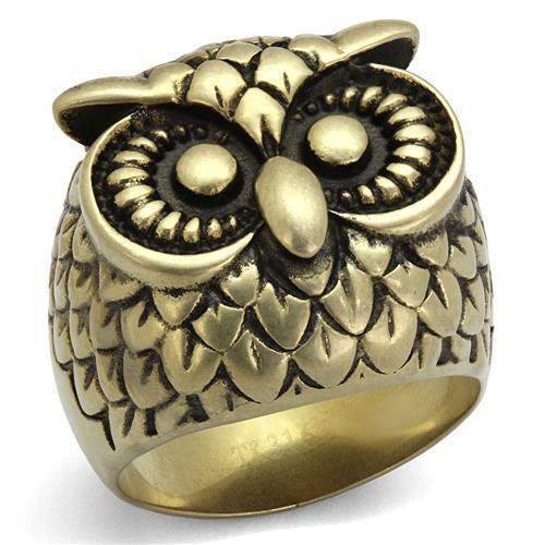 TK2468 - IP Antique Copper Stainless Steel Ring with Epoxy in Jet - Alamode - Flyclothing LLC