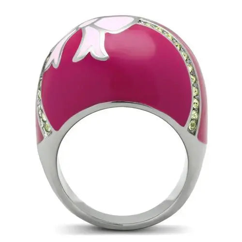 TK246 - High polished (no plating) Stainless Steel Ring with Top Grade Crystal in Citrine Yellow - Alamode - Flyclothing LLC