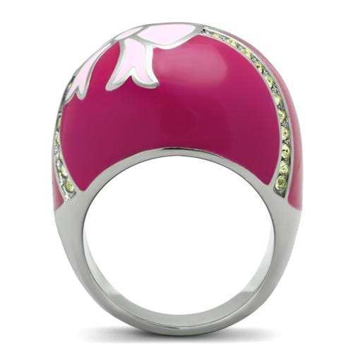 TK246 - High polished (no plating) Stainless Steel Ring with Top Grade Crystal in Citrine Yellow - Alamode - Flyclothing LLC