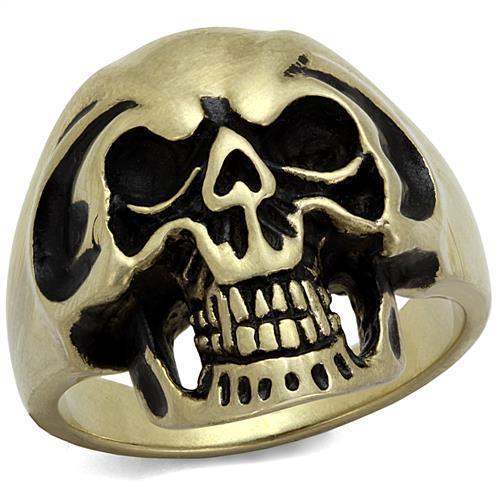 TK2472 - IP Antique Copper Stainless Steel Ring with Epoxy in Jet - Alamode - Flyclothing LLC