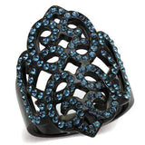 TK2481 - IP Black(Ion Plating) Stainless Steel Ring with Top Grade Crystal in Montana - Alamode - Flyclothing LLC