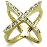 TK2497 - IP Gold(Ion Plating) Stainless Steel Ring with Top Grade Crystal  in Clear - Alamode