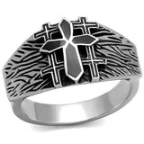 TK2505 - High polished (no plating) Stainless Steel Ring with Epoxy  in Jet - Alamode