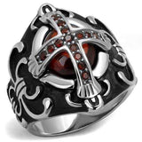 TK2507 - High polished (no plating) Stainless Steel Ring with AAA Grade CZ in Garnet - Alamode - Flyclothing LLC
