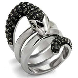 TK2511 - Two-Tone IP Black (Ion Plating) Stainless Steel Ring with Top Grade Crystal in Black Diamond - Alamode - Flyclothing LLC