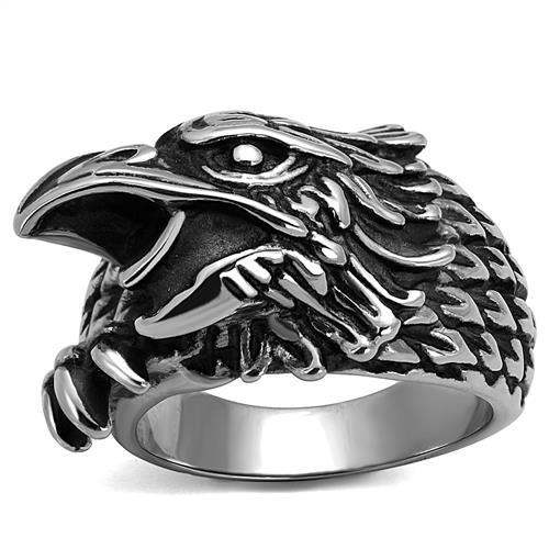 TK2515 - High polished (no plating) Stainless Steel Ring with Epoxy in Jet - Alamode - Flyclothing LLC