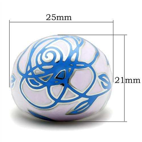 TK251 - High polished (no plating) Stainless Steel Ring with Epoxy in No Stone - Alamode - Flyclothing LLC