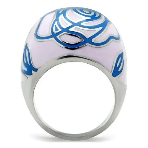 TK251 - High polished (no plating) Stainless Steel Ring with Epoxy in No Stone - Alamode - Flyclothing LLC