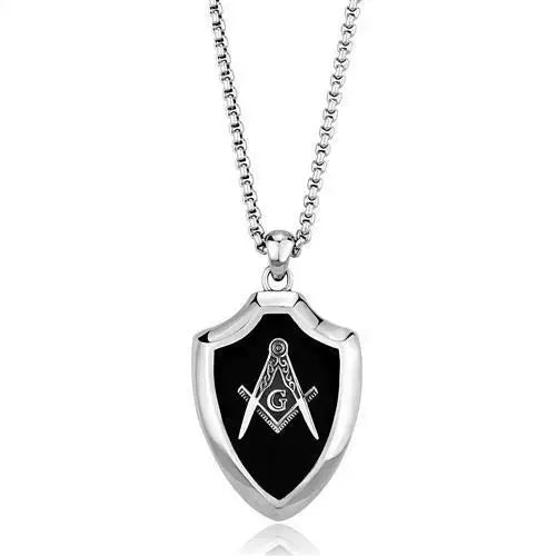 TK2522 - High polished (no plating) Stainless Steel Chain Pendant with Epoxy in Jet - Alamode - Flyclothing LLC