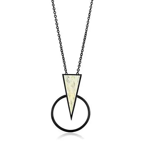 TK2524 - IP Black(Ion Plating) Stainless Steel Chain Pendant with Leather in White - Alamode - Flyclothing LLC