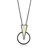 TK2524 - IP Black(Ion Plating) Stainless Steel Chain Pendant with Leather in White - Alamode - Flyclothing LLC