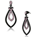 TK2532 - Two-Tone IP Black (Ion Plating) Stainless Steel Earrings with Top Grade Crystal  in Light Rose - Alamode