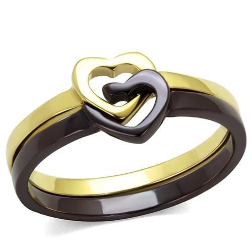 TK2548 - IP Gold & IP Dark Brown (IP coffee) Stainless Steel Ring with No Stone - Alamode