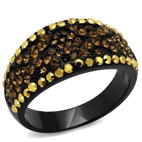TK2552 - IP Black(Ion Plating) Stainless Steel Ring with Top Grade Crystal in Multi Color - Alamode - Flyclothing LLC