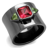 TK2556 - IP Light Black (IP Gun) Stainless Steel Ring with Synthetic Synthetic Glass in Multi Color - Alamode - Flyclothing LLC