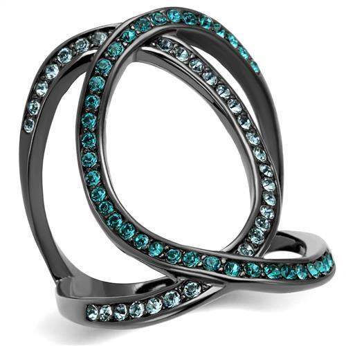 TK2557 - IP Light Black (IP Gun) Stainless Steel Ring with Top Grade Crystal in Multi Color - Alamode - Flyclothing LLC