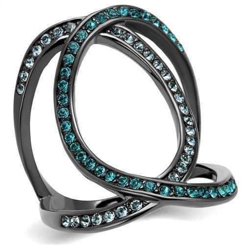 TK2557 - IP Light Black (IP Gun) Stainless Steel Ring with Top Grade Crystal in Multi Color - Alamode - Flyclothing LLC