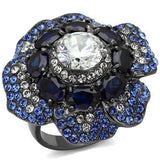TK2559 - IP Light Black (IP Gun) Stainless Steel Ring with AAA Grade CZ in Clear - Alamode - Flyclothing LLC
