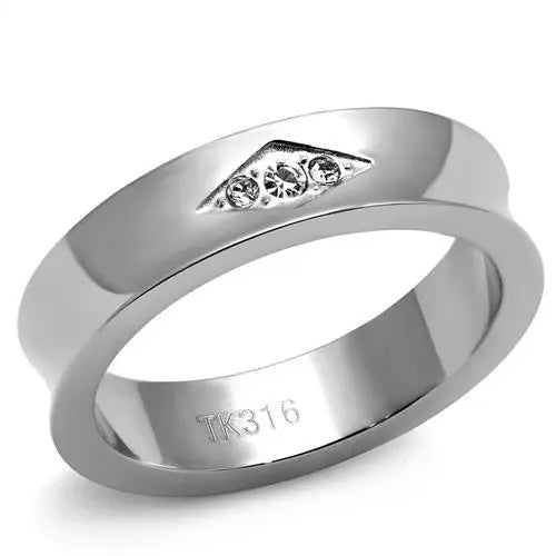 TK2562 - High polished (no plating) Stainless Steel Ring with Top Grade Crystal in Clear - Alamode - Flyclothing LLC
