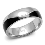 TK2567 - Two-Tone IP Black (Ion Plating) Stainless Steel Ring with No Stone - Alamode