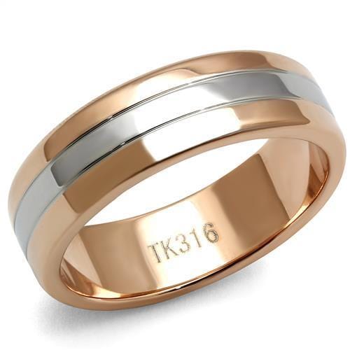 TK2569 - Two-Tone IP Rose Gold Stainless Steel Ring with No Stone - Alamode
