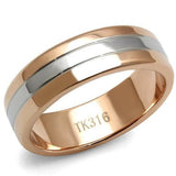 TK2569 - Two-Tone IP Rose Gold Stainless Steel Ring with No Stone - Alamode