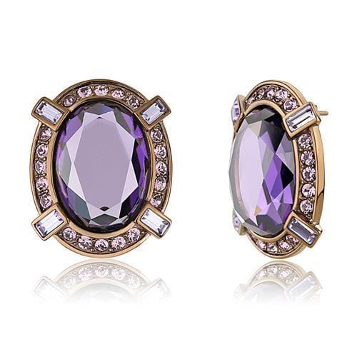 TK2571 - IP Coffee light Stainless Steel Earrings with AAA Grade CZ  in Amethyst - Alamode