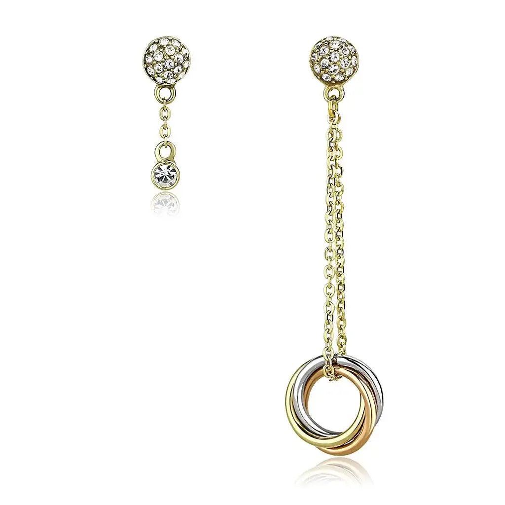 TK2579 - IP Gold & IP Rose Gold (Ion Plating) Stainless Steel Earrings with Top Grade Crystal in Clear - Alamode - Flyclothing LLC