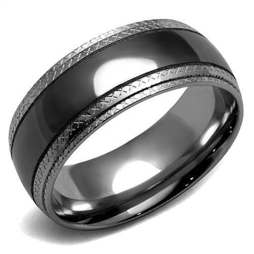 TK2580 - Two Tone IP Light Black (IP Gun) Stainless Steel Ring with No Stone - Alamode - Flyclothing LLC