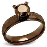 TK2595 - IP Coffee light Stainless Steel Ring with AAA Grade CZ  in Light Coffee - Alamode