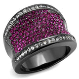 TK2606 - IP Light Black  (IP Gun) Stainless Steel Ring with Top Grade Crystal  in Amethyst - Alamode