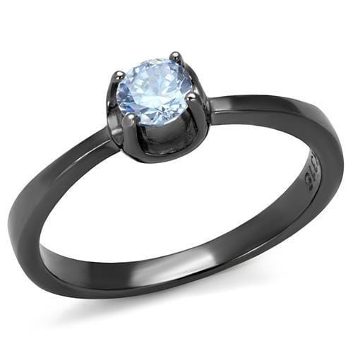 TK2609 - IP Light Black  (IP Gun) Stainless Steel Ring with AAA Grade CZ  in Light Amethyst - Alamode