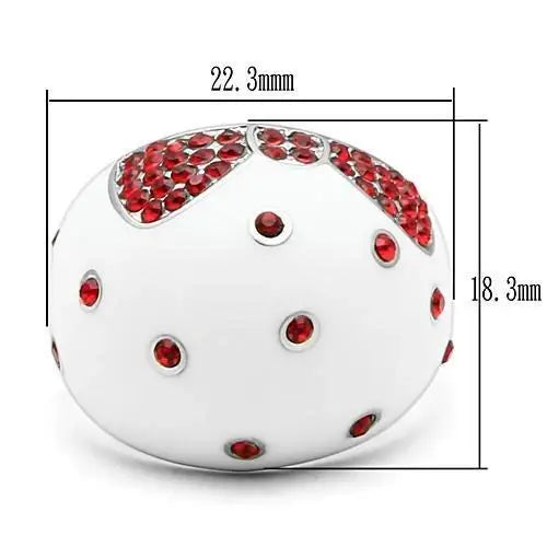 TK260 - High polished (no plating) Stainless Steel Ring with Top Grade Crystal in Ruby - Alamode - Flyclothing LLC