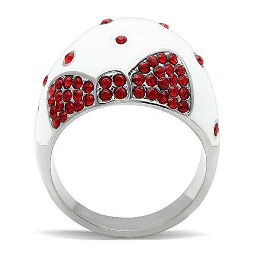 TK260 - High polished (no plating) Stainless Steel Ring with Top Grade Crystal in Ruby - Alamode - Flyclothing LLC