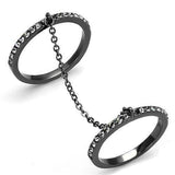 TK2614 - IP Light Black (IP Gun) Stainless Steel Ring with Top Grade Crystal in Jet - Alamode - Flyclothing LLC