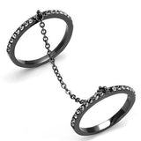 TK2614 - IP Light Black  (IP Gun) Stainless Steel Ring with Top Grade Crystal  in Jet - Alamode