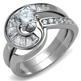 TK2617 - No Plating Stainless Steel Ring with AAA Grade CZ in Clear - Alamode - Flyclothing LLC