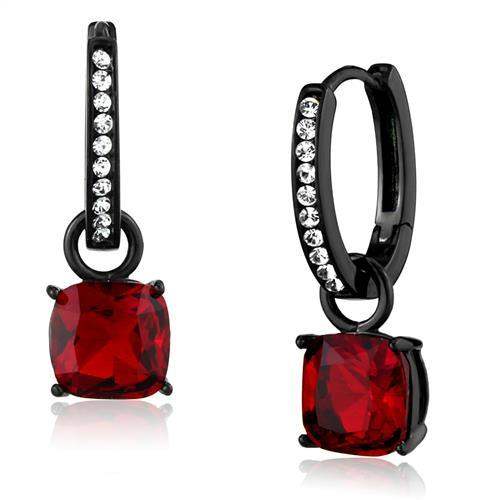 TK2626 - IP Black(Ion Plating) Stainless Steel Earrings with Synthetic Synthetic Glass in Siam - Alamode - Flyclothing LLC